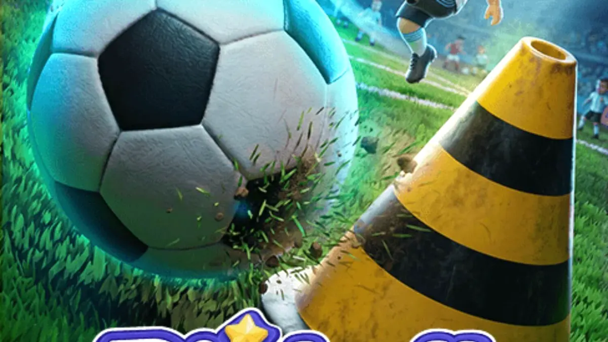 Interface do jogo Pinball Striker 20,000x com temática de futebol e neon